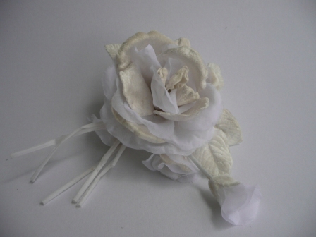 Velvet/Silk Peony Rose Vintage White